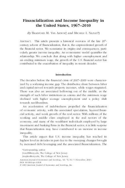 (PDF) Financialization and Income Inequality in the United States, 1967 ...