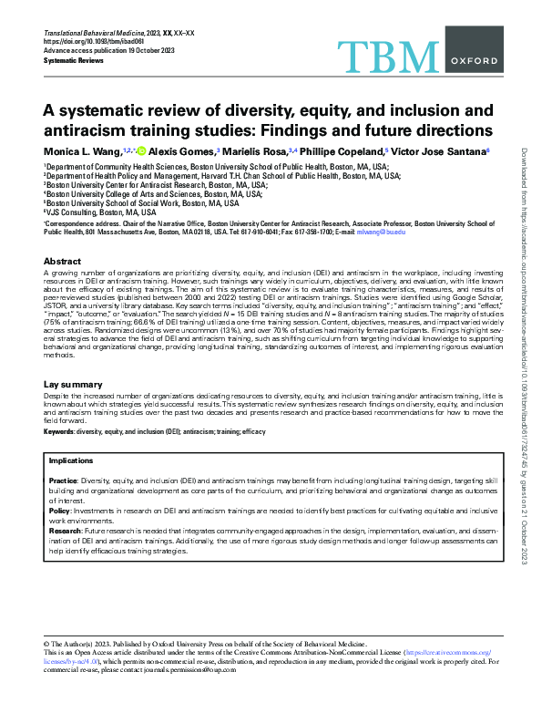 (PDF) A systematic review of diversity, equity, and inclusion and ...
