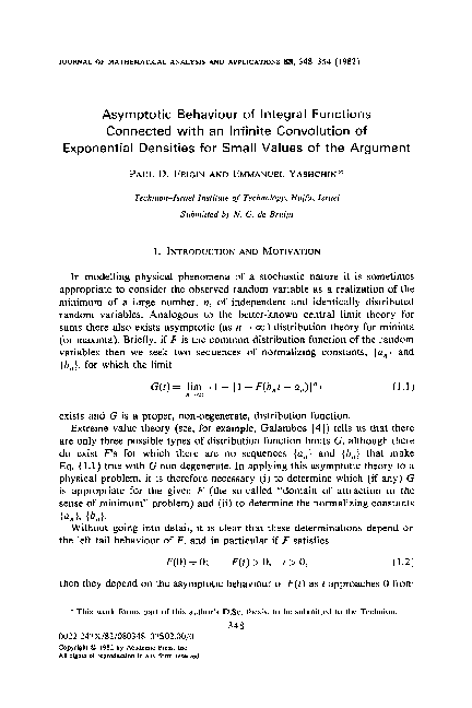 (PDF) Asymptotic behaviour of integral functions connected with an ...