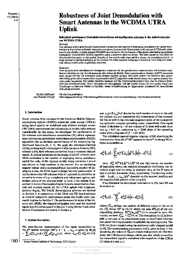 (PDF) Robustness of Joint Demodulation with Smart Antennas in the WCDMA ...