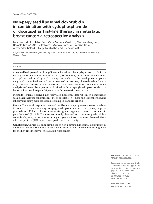 (PDF) Non-Pegylated Liposomal Doxorubicin in Combination with ...