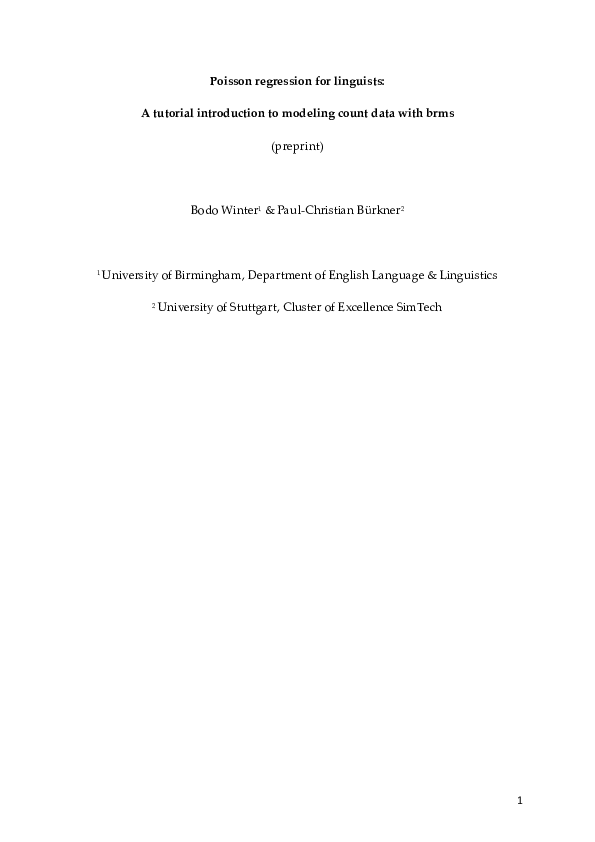 (PDF) Poisson regression for linguists: A tutorial introduction to ...