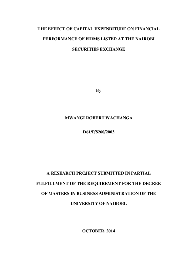 (PDF) The effect of capital expenditure on financial performance of ...