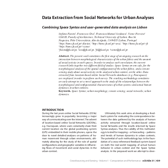 (PDF) Data Extraction from Social Networks for Urban Analyses