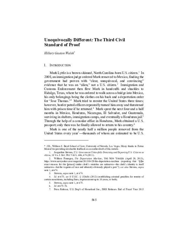 (PDF) Unequivocally Different: The Third Civil Standard of Proof
