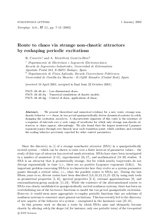 PDF) Route to chaos via strange non-chaotic attractors by 