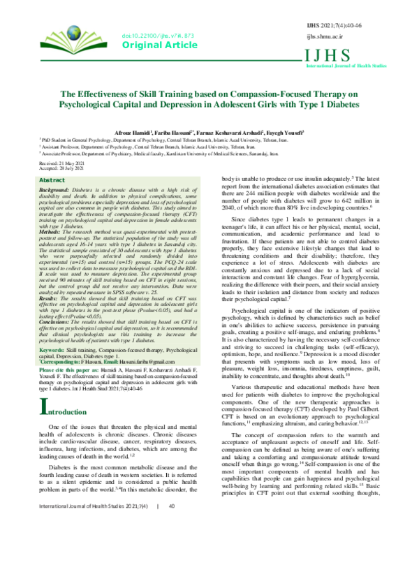 (PDF) The Effectiveness of Skill Training based on Compassion-Focused ...