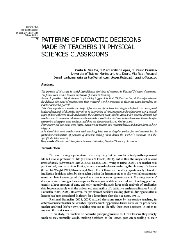 (PDF) Patterns of Didactic Decisions Made by Teachers in Physical ...