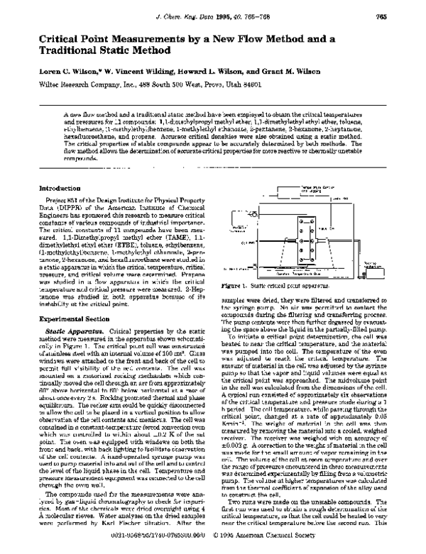 (PDF) Critical Point Measurements by a New Flow Method and a ...