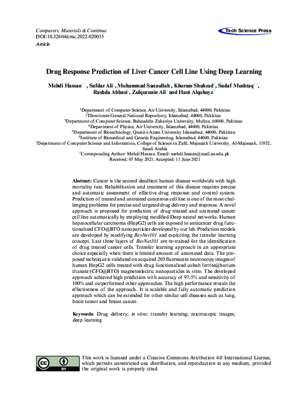 (PDF) Drug Response Prediction of Liver Cancer Cell Line Using Deep ...