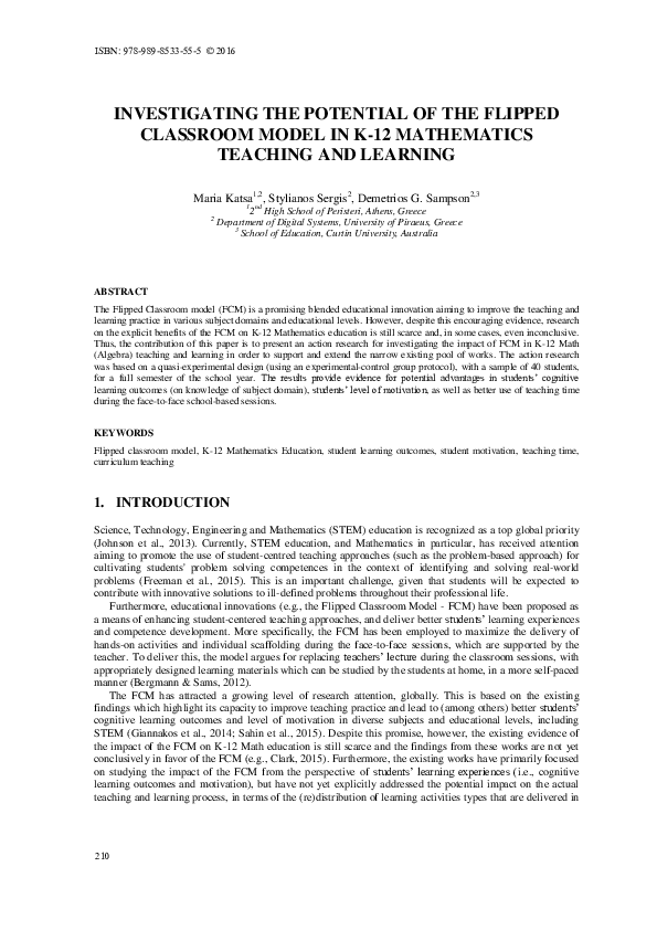 (PDF) Investigating the Potential of the Flipped Classroom Model in K ...