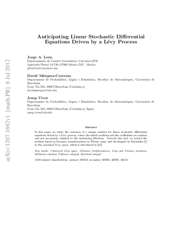 (PDF) Anticipating linear stochastic differential equations driven by a ...