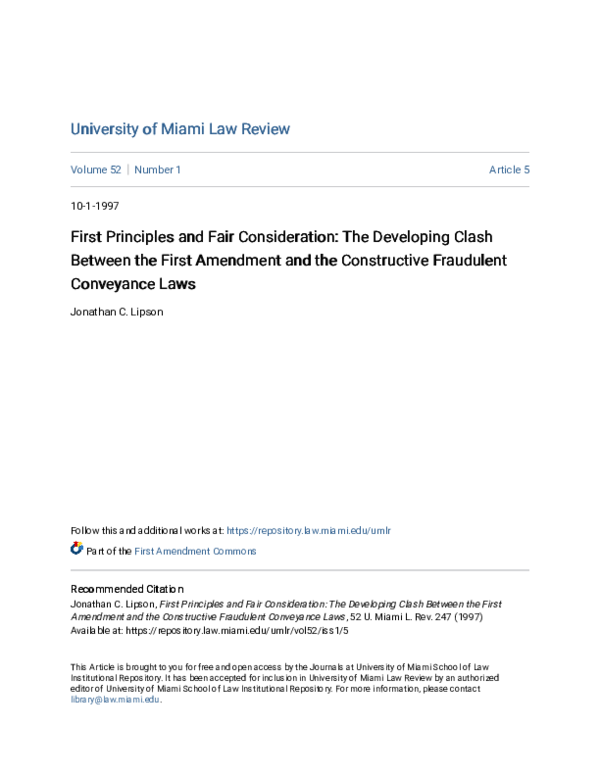 pdf-first-principles-and-fair-consideration-the-developing-clash-between-the-first-amendment-and-the-constructive-fraudulent-conveyance-laws