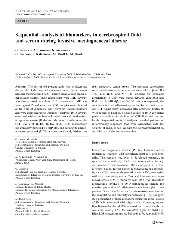 (PDF) Sequential analysis of biomarkers in cerebrospinal fluid and ...