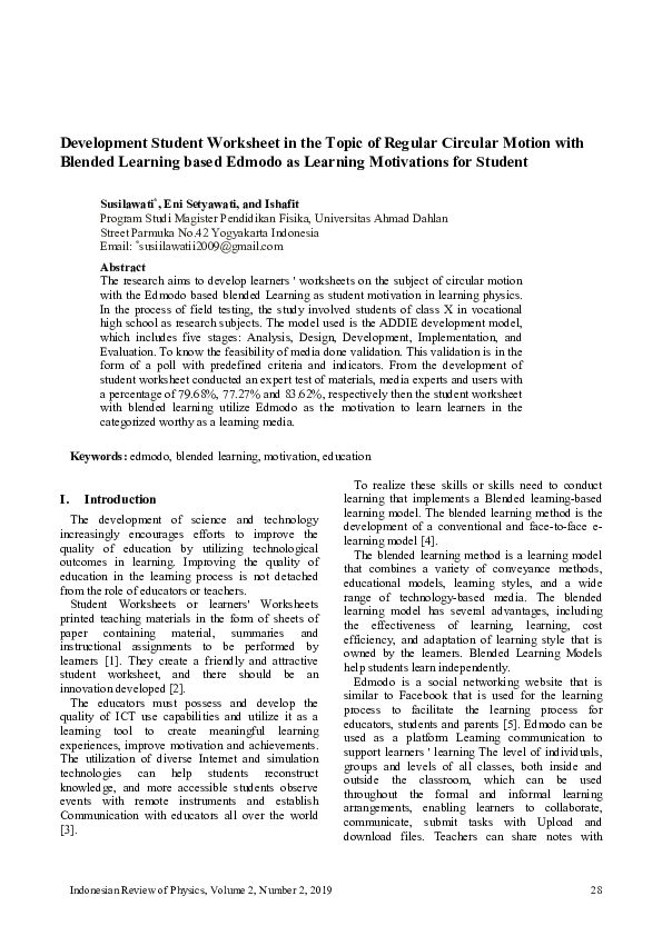 (PDF) Development Student Worksheet in the Topic of Regular Circular ...