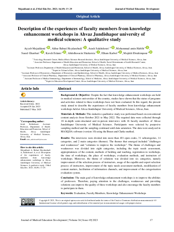 (PDF) Description of the experiences of faculty members from knowledge ...