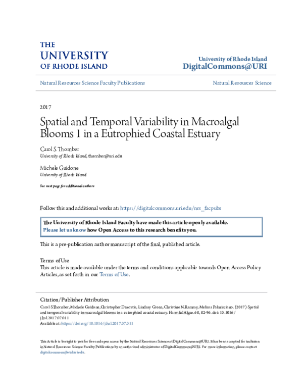 (PDF) Spatial and temporal variability in macroalgal blooms in a ...