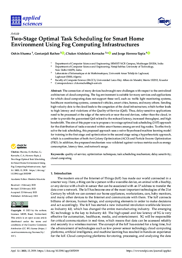 (PDF) Two-Stage Optimal Task Scheduling for Smart Home Environment ...