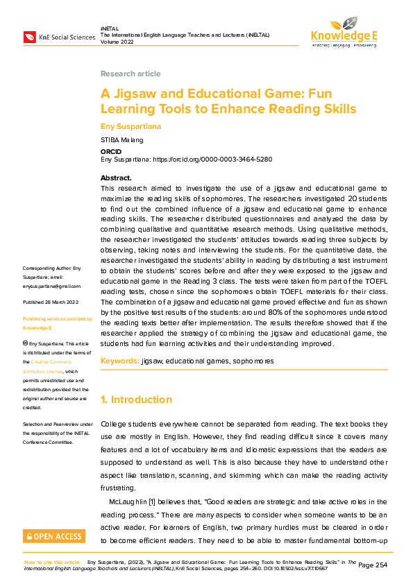 (PDF) A Jigsaw and Educational Game: Fun Learning Tools to Enhance ...