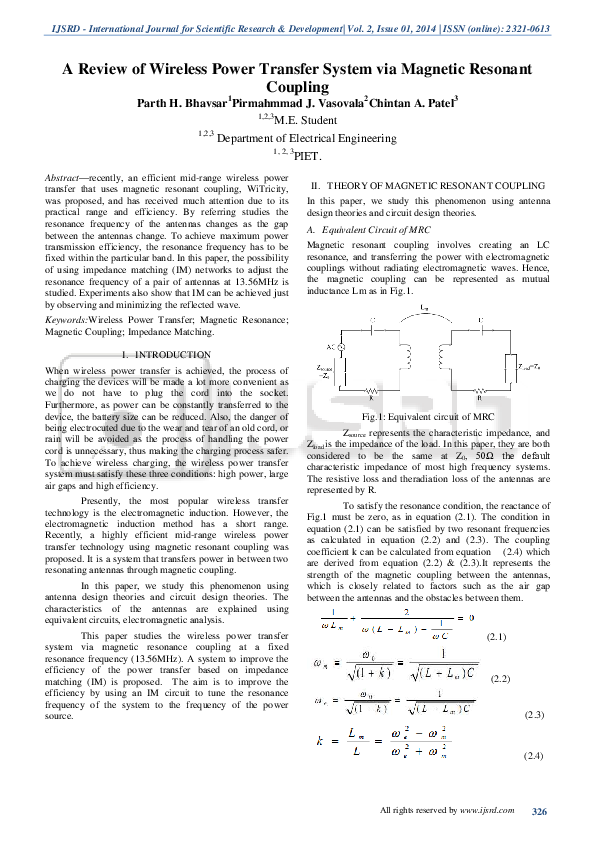 (PDF) A Review of Wireless Power Transfer System via Magnetic Resonant ...