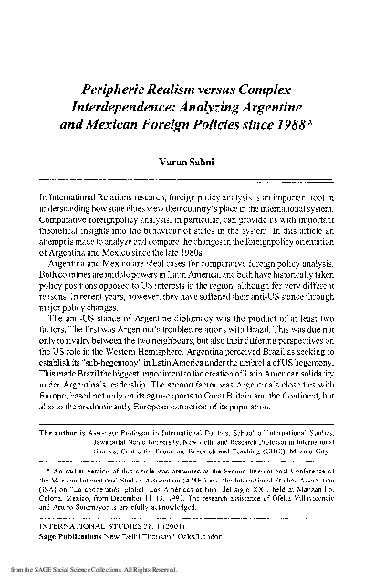 (PDF) Peripheric Realism versus Complex Interdependence: Analyzing ...