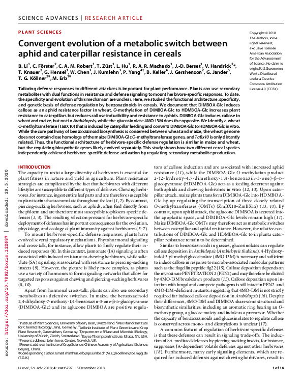 (PDF) Convergent evolution of a metabolic switch between aphid and ...