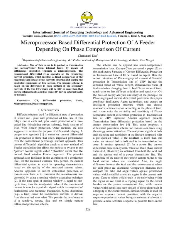 (PDF) Microprocessor Based Differential Protection Of A Feeder ...