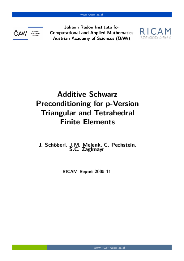 (PDF) Additive Schwarz preconditioning for p-version triangular and ...