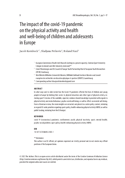 (PDF) The impact of the covid-19 pandemic on physical activity and ...