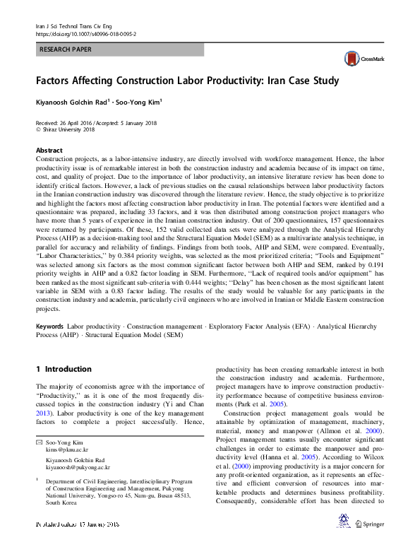 (PDF) Factors Affecting Construction Labor Productivity for ...