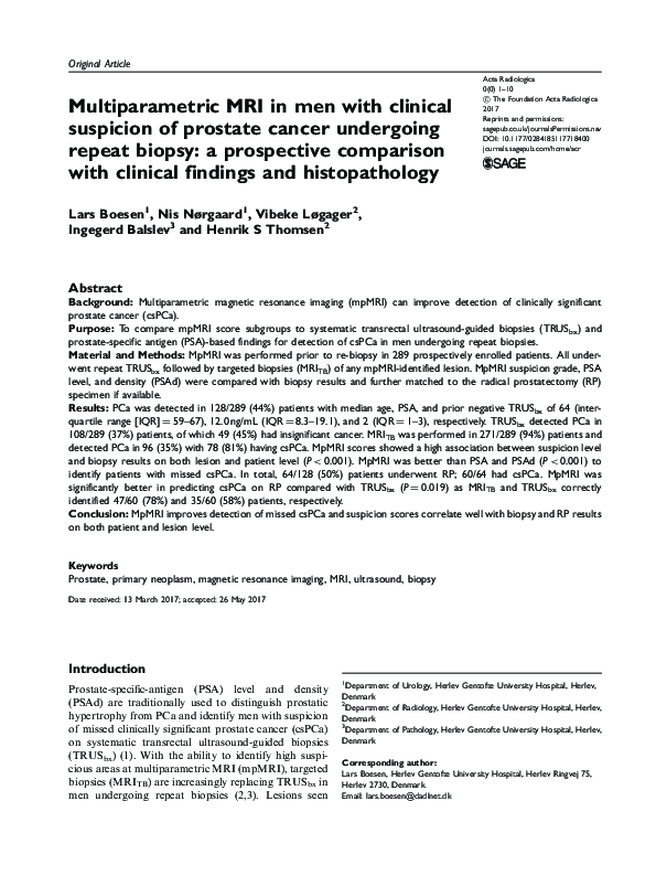 (PDF) Multiparametric MRI in men with clinical suspicion of prostate ...