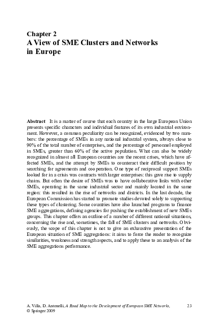 (PDF) A View of SME Clusters and Networks in Europe