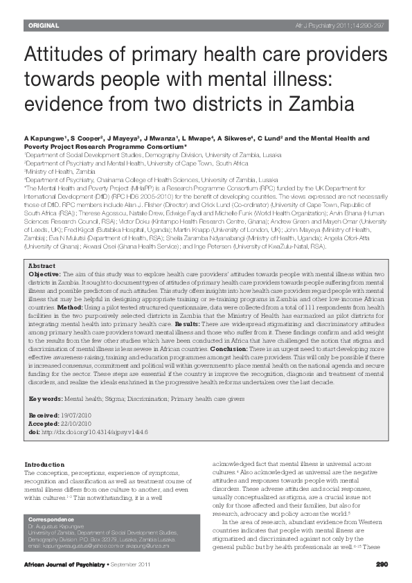 (PDF) Attitudes of primary health care providers towards people with ...