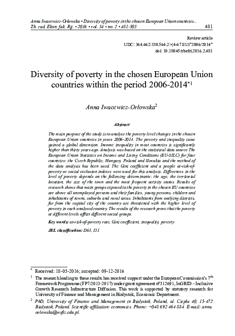 (PDF) Diversity of poverty in the chosen European Union countries ...