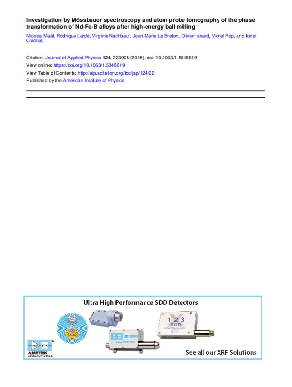 (PDF) Investigation by Mössbauer spectroscopy and atom probe tomography ...