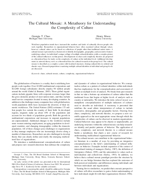 (PDF) The Cultural Mosaic: A Metatheory for Understanding the ...