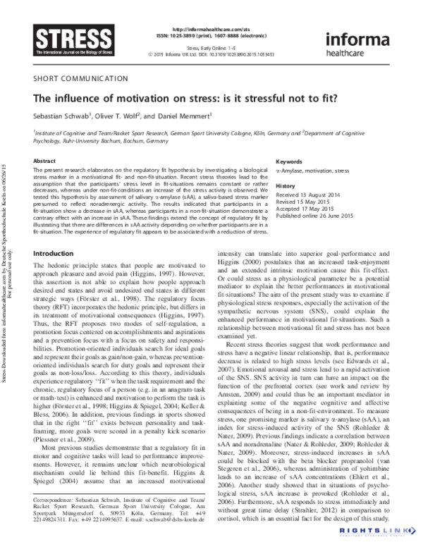 (PDF) The influence of motivation on stress: is it stressful not to fit?