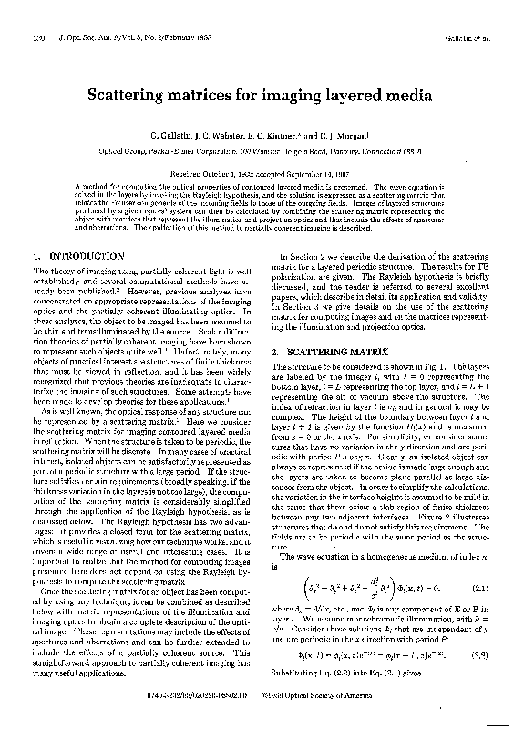 (PDF) Scattering matrices for imaging layered media