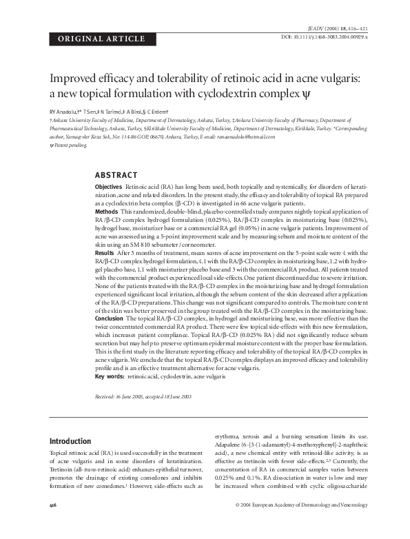 (PDF) Improved efficacy and tolerability of retinoic acid in acne vulgaris