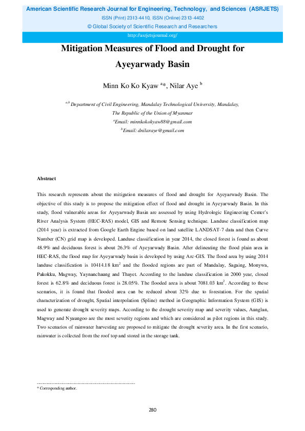 (PDF) Mitigation Measures of Flood and Drought for Ayeyarwady Basin