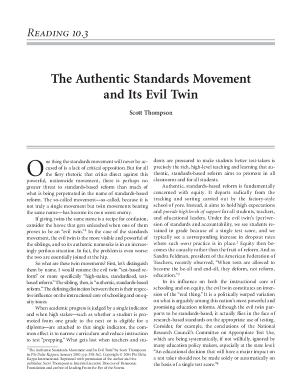 (PDF) The Authentic Standards Movement and its Evil Twin