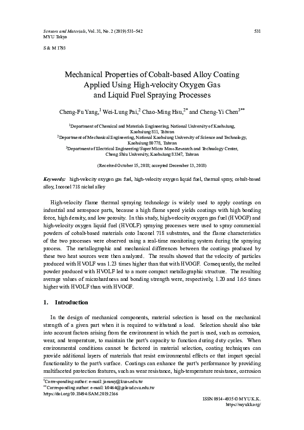 (PDF) Mechanical Properties of Cobalt-based Alloy Coating Applied Using ...