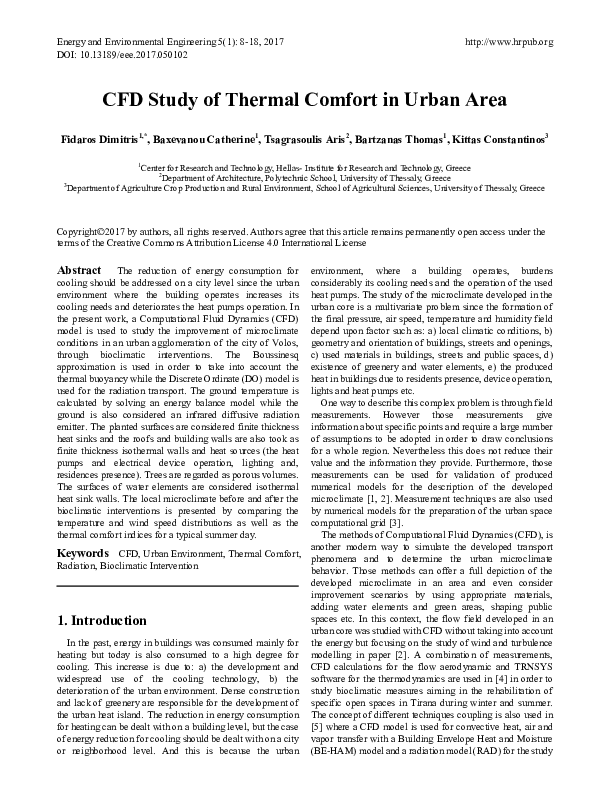 (PDF) CFD Study of Thermal Comfort in Urban Area