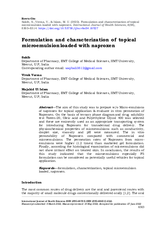 (PDF) Formulation and characterization of topical microemulsion loaded ...