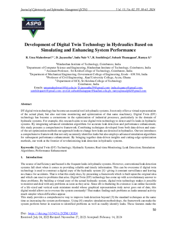 (PDF) Development of Digital Twin Technology in Hydraulics Based on ...