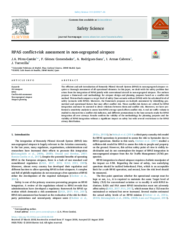 (PDF) RPAS conflict-risk assessment in non-segregated airspace