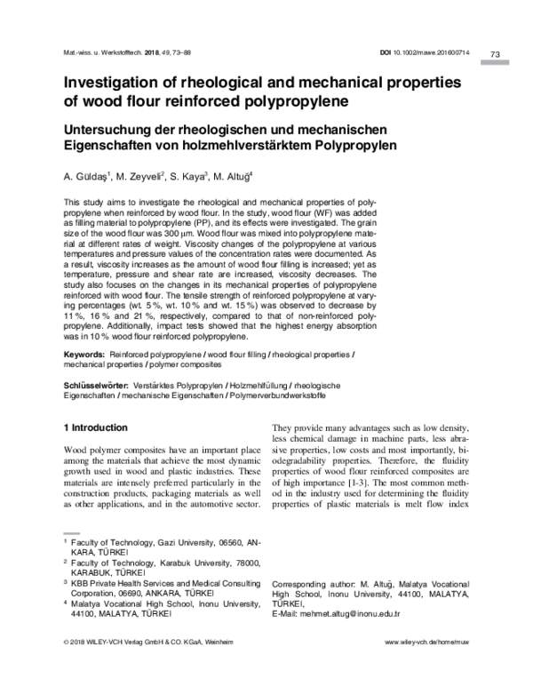 (PDF) Investigation of rheological and mechanical properties of wood ...