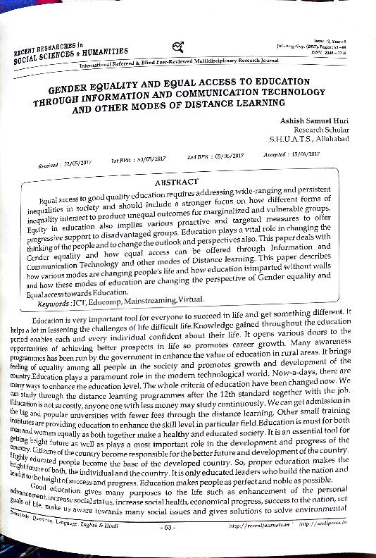 (PDF) GENDER EQUALITY AND EQUAL ACCESS TO EDUCATION THROUGH INFORMATION ...