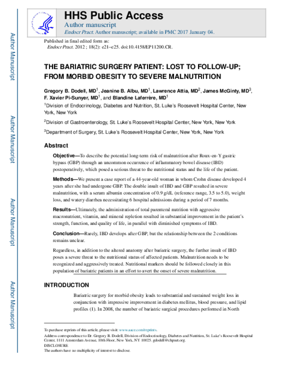 (PDF) The Bariatric Surgery Patient: Lost to Follow-Up; from Morbid ...