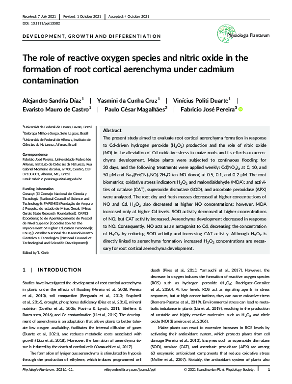 (PDF) The role of reactive oxygen species and nitric oxide in the ...